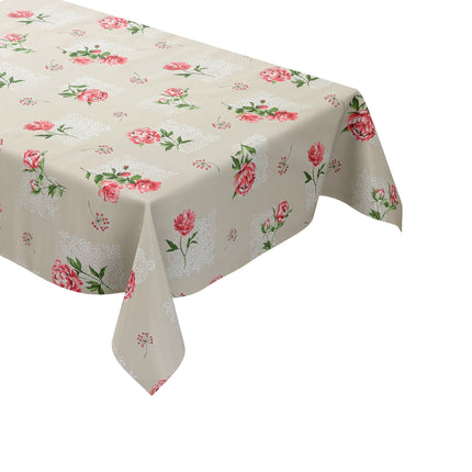 Wachstuch Tischdecke Rosenblüten beige