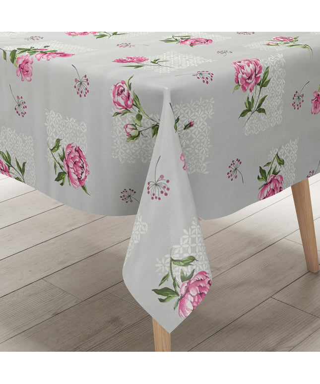 Wachstuch Tischdecke Rosen hellgrau
