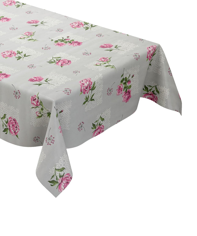 Wachstuch Tischdecke Rosen hellgrau