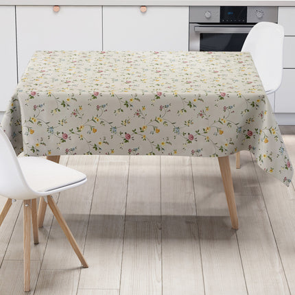 Wachstuch Tischdecke P672-1 Blumenranken Blüten auf beige klassik eckig rund oval abwischbar pvc