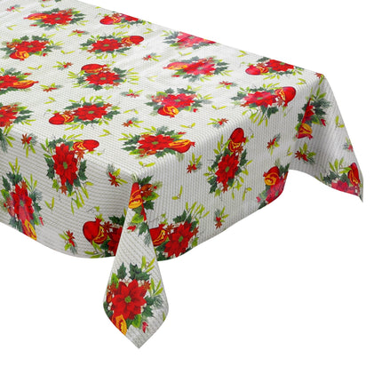Wachstuch Tischdecke Weihnachten P673-1 Weihnachtsstern Granatapfel - Größe, Form und Einfassung frei wählbar