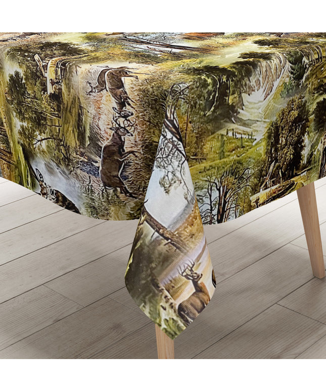 Wachstuch Tischdecke Reh Hirsch Wald Wild