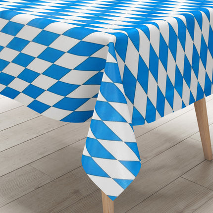 Wachstuch Tischdecke P8074-1 Bayerische Raute blau weiß - Größe, Form und Einfassung frei wählbar