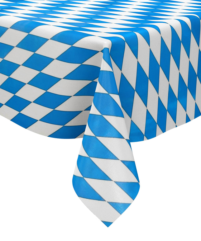 Wachstuch Tischdecke P8074-1 Bayerische Raute blau weiß - Größe, Form und Einfassung frei wählbar