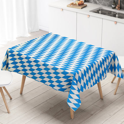 Wachstuch Tischdecke P8074-1 Bayerische Raute blau weiß - Größe, Form und Einfassung frei wählbar