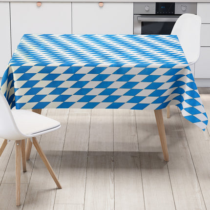 Wachstuch Tischdecke P8074-1 Bayerische Raute blau weiß - Größe, Form und Einfassung frei wählbar