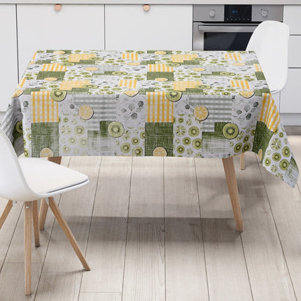 Wachstuch Tischdecke P8213-1 Zitronen Kiwi kariert abwaschbar eckig rund oval