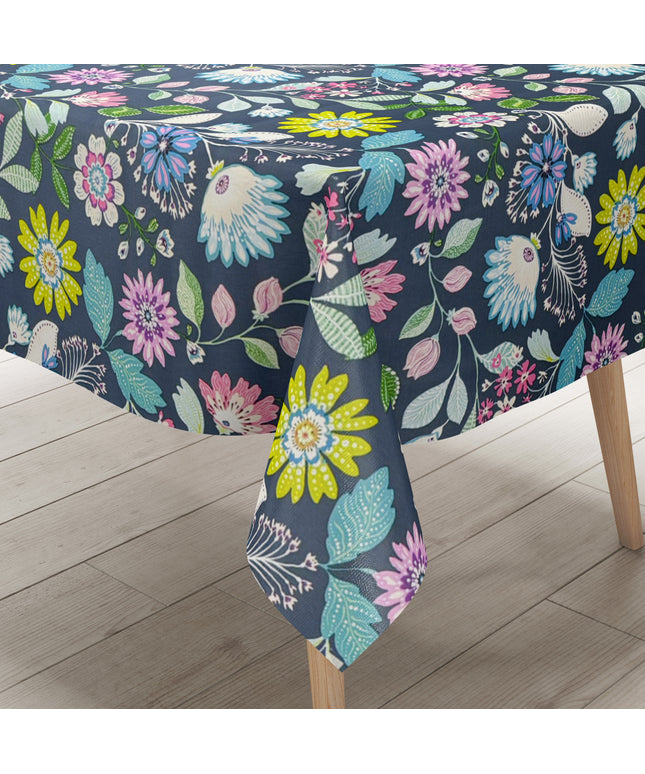 Wacjstuch Tischdecke Blumenwiese  blau