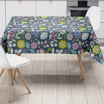 Wachstuch Tischdecke Blumenwiese  blau