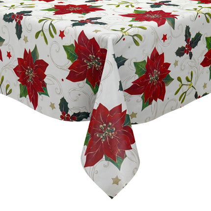 Wachstuch Tischdecke Weihnachten P847-3 Weihnachtsstern Festtage - Größe, Form und Einfassung frei wählbar