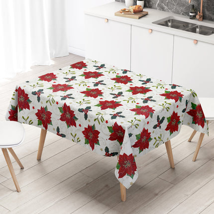 Wachstuch Tischdecke Weihnachten P847-3 Weihnachtsstern Festtage - Größe, Form und Einfassung frei wählbar