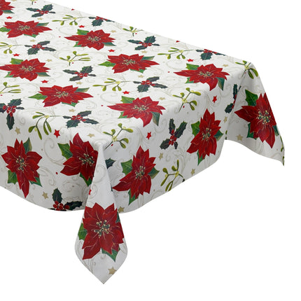 Wachstuch Tischdecke Weihnachten P847-3 Weihnachtsstern Festtage - Größe, Form und Einfassung frei wählbar