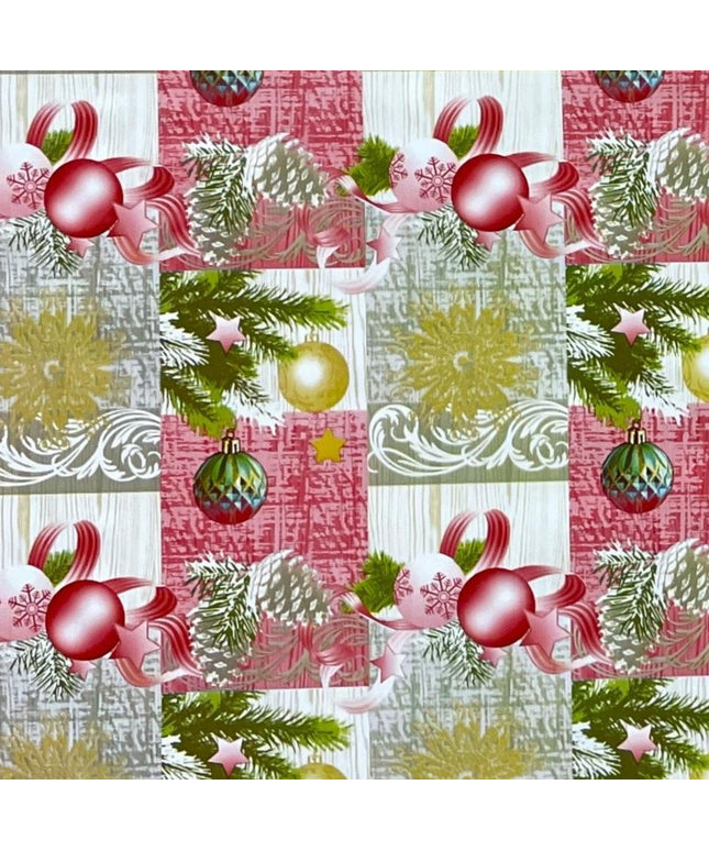 Wachstuch Rolle Weihnachten P848-2 Weihnachtskugeln Tannenzweig rot Rollenware