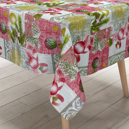 Wachstuch Rolle Weihnachten P848-2 Weihnachtskugeln Tannenzweig rot Rollenware