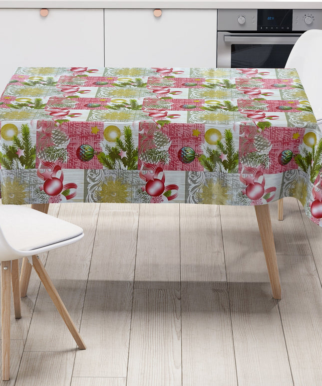 Wachstuch Rolle Weihnachten P848-2 Weihnachtskugeln Tannenzweig rot Rollenware