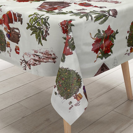 KEVKUS Wachstuch Tischdecke Weihnachten P984-1 Weihnachtsmann auf weiß eckig rund oval