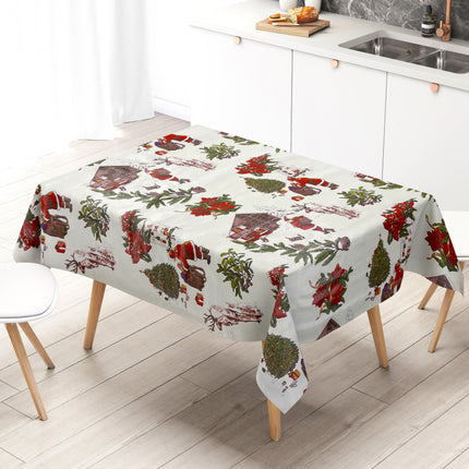 KEVKUS Wachstuch Tischdecke Weihnachten P984-1 Weihnachtsmann auf weiß eckig rund oval