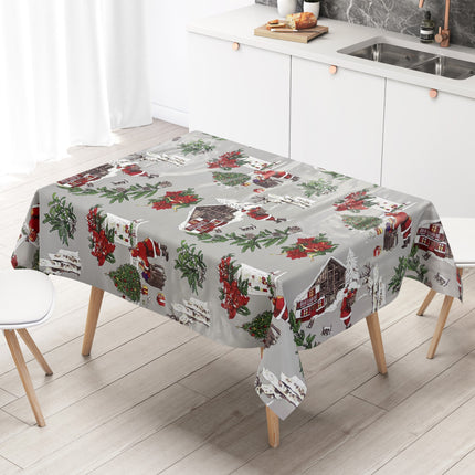 KEVKUS Wachstuch Tischdecke Weihnachten P984-2 Weihnachtsmann auf grau eckig rund oval
