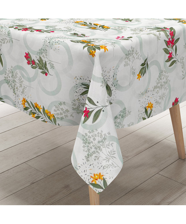 Wachstuch Tischdecke grüne Kreise Blüten