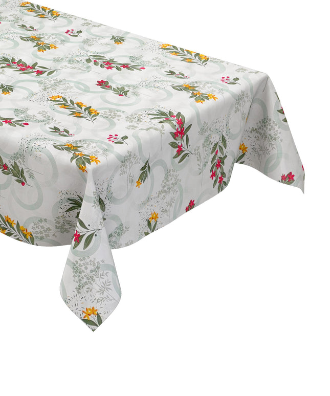 Wachstuch Tischdecke grüne Kreise Blüten