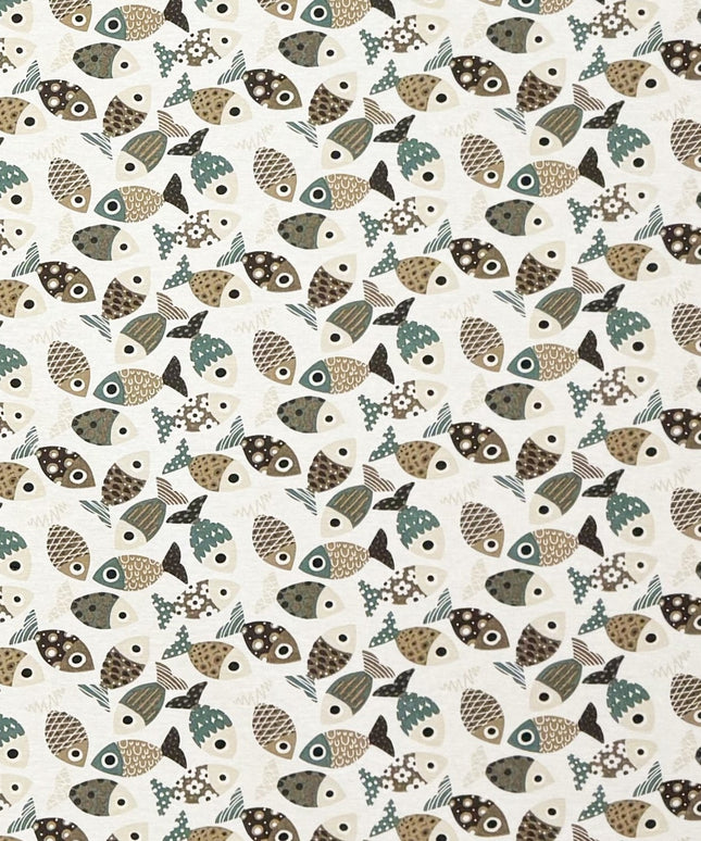 Jacquard Tischdecke aus beschichteter Baumwolle mit Fleckenschutz PESCADO Fische maritim eckig rund oval