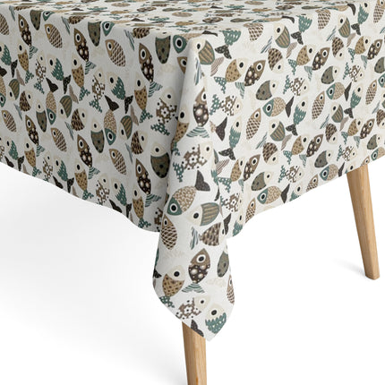 Jacquard Tischdecke aus beschichteter Baumwolle mit Fleckenschutz PESCADO Fische maritim eckig rund oval