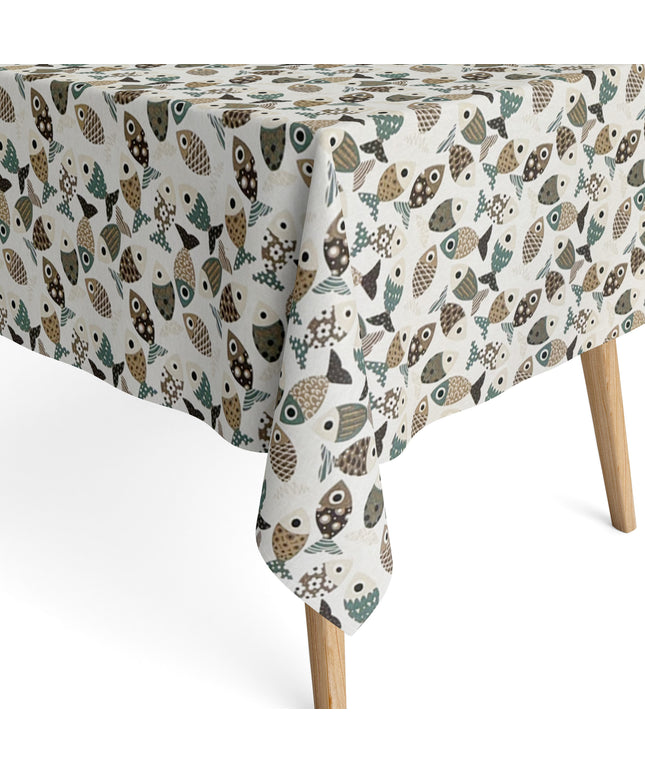 Jacquard Tischdecke aus beschichteter Baumwolle mit Fleckenschutz PESCADO Fische maritim eckig rund oval