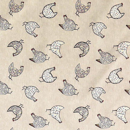 Baumwoll Tischdecke Hühner beige