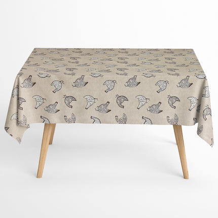 Baumwoll Tischdecke Hühner beige