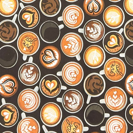Jacquard Tischdecke beschichtete Baumwolle Kaffeemotiv, Latte Barista