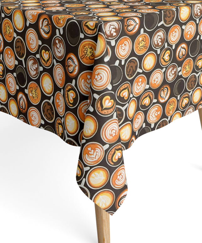 Jacquard Tischdecke beschichtete Baumwolle Kaffeemotiv, Latte Barista