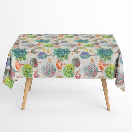 Baumwoll Tischdecke bunte Bäume