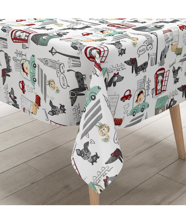 Wachstuch Tischdecke Kinder London Hund Dackel Big Ben