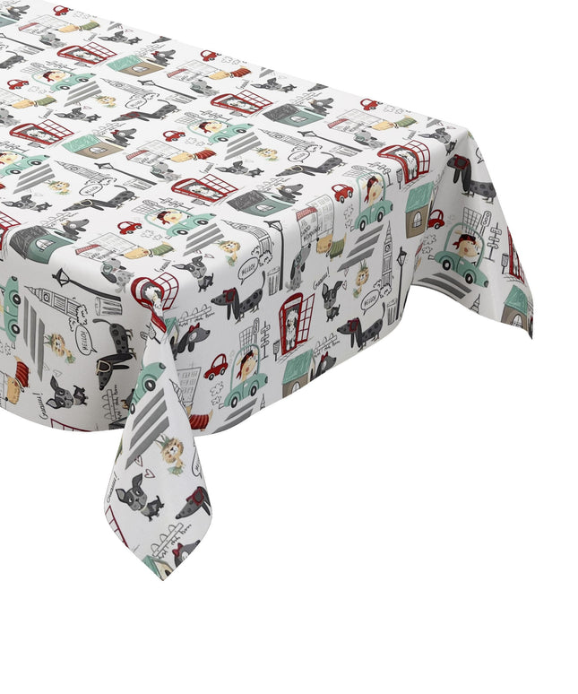Wachstuch Tischdecke Kinder London Hund Dackel Big Ben