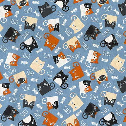 Jacquard Tischdecke Katzen auf blau