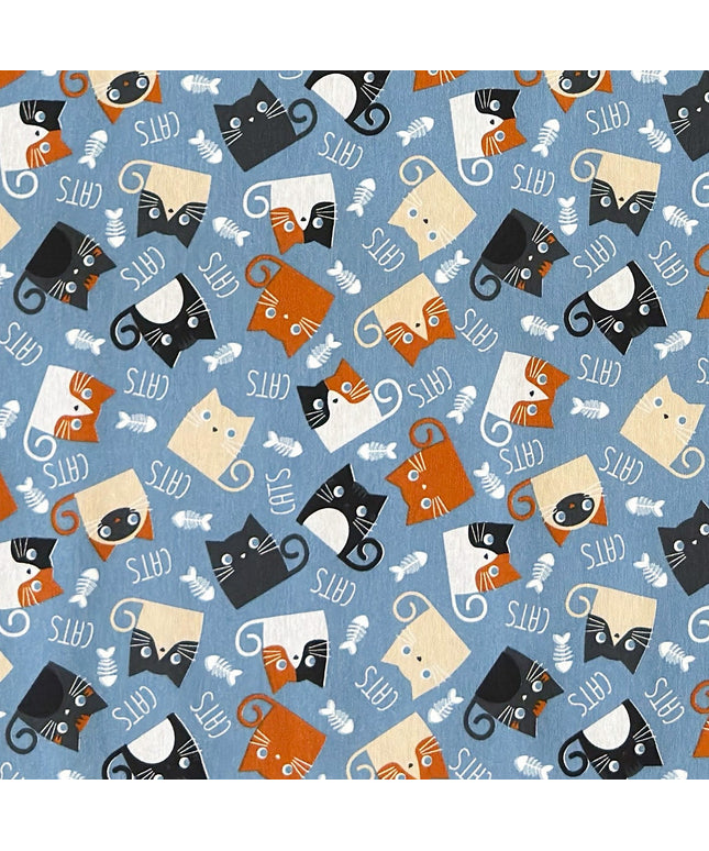 Jacquard Tischdecke Katzen auf blau