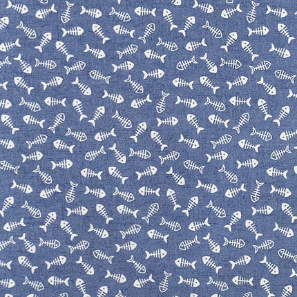 Beschichtete Baumwolle maritim Fische blau