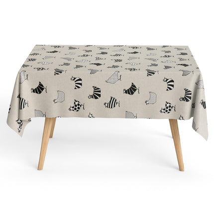 Baumwoll Tischdecke Hühner beige