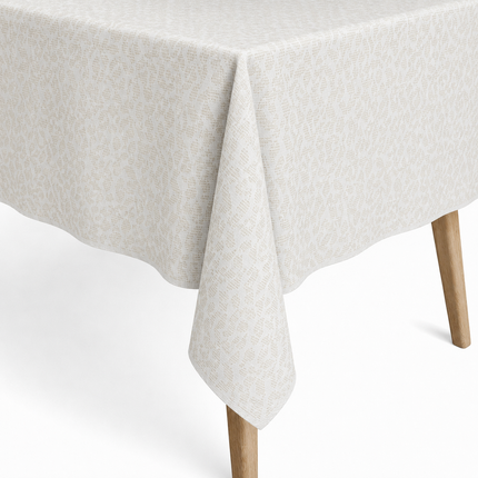Jacquard Tischdecke aus beschichteter Baumwolle mit Fleckenschutz RIBALTO ORO beige goldene Blätter - Größe, Form und Einfassung frei wählbar