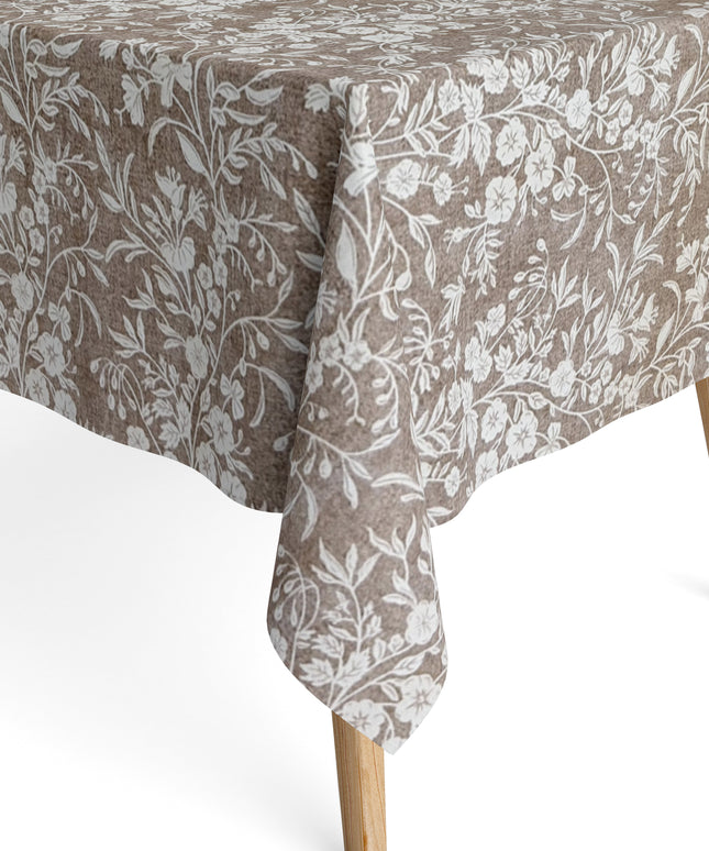 Jacquard Tischdecke beige Blumenranken