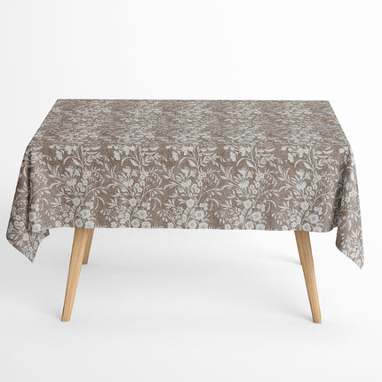 Jacquard Tischdecke beige Blumenranken