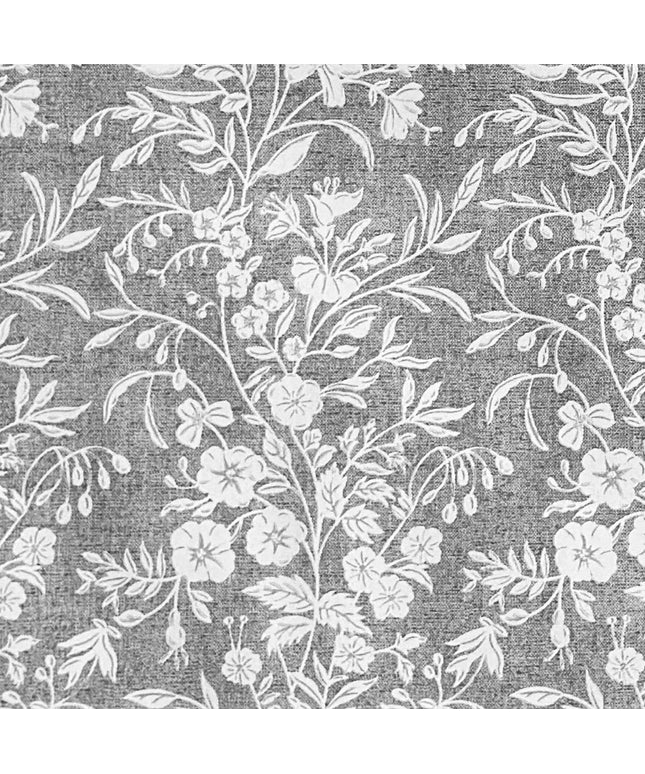 Jacquard Tischdecke Blumenranken auf grau