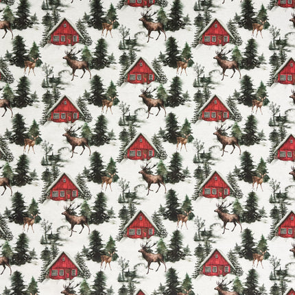 Baumwolltischdecke Winter Wald Hirsch