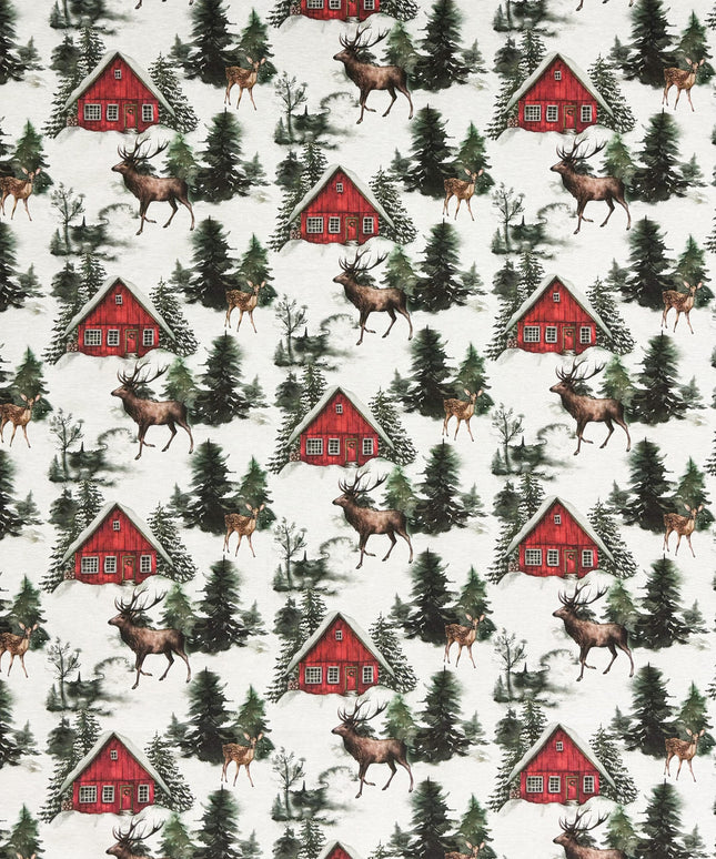 Baumwolltischdecke Winter Wald Hirsch
