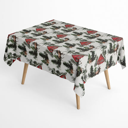 Baumwolltischdecke Winter Wald Hirsch