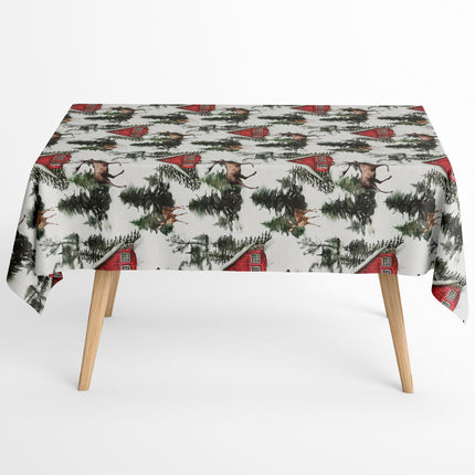 Baumwolltischdecke Winter Wald Hirsch