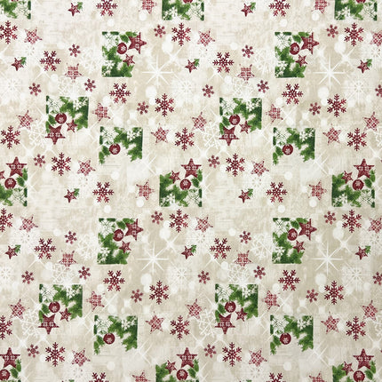 Baumwolltischdecke Weihnachten Advent SHOW C-101 Schneeflocken Sterne Tannenzweige eckig rund oval