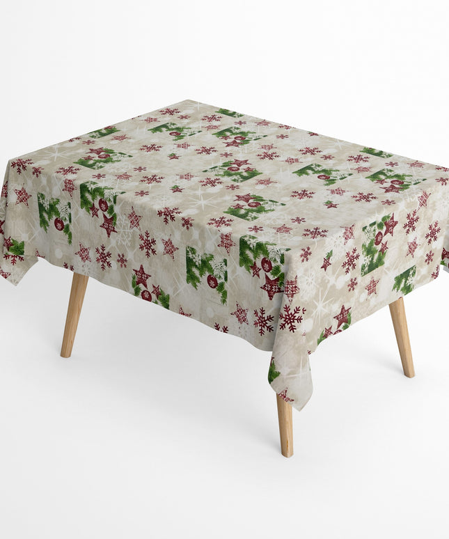 Baumwolltischdecke Weihnachten Advent SHOW C-101 Schneeflocken Sterne Tannenzweige eckig rund oval