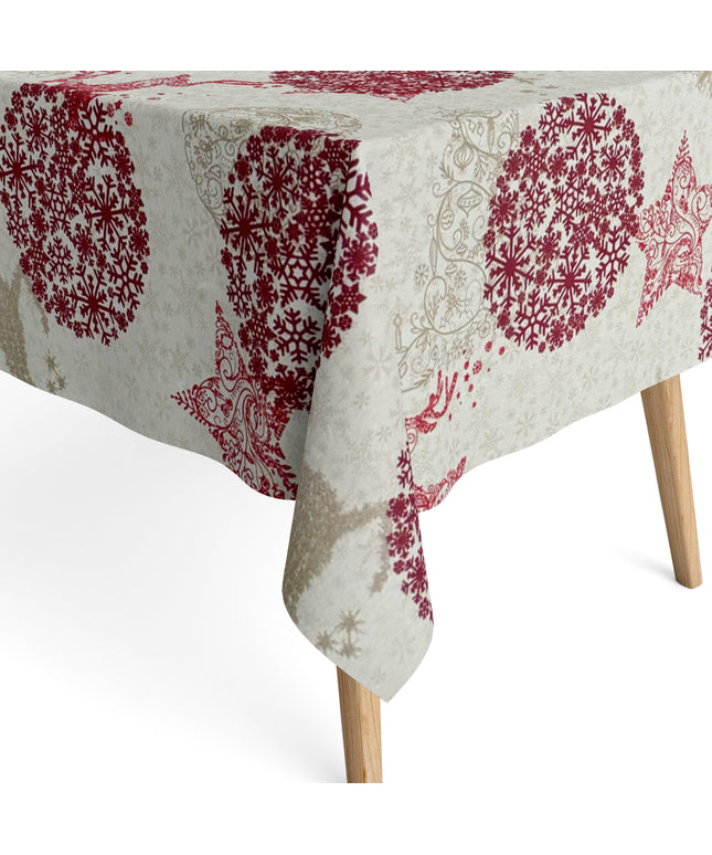 Jacquard Tischdecke beschichtete Baumwolle Fleckenschutz SNOW FLAKE Rentier Schneeflocken Weihnachten eckig rund oval