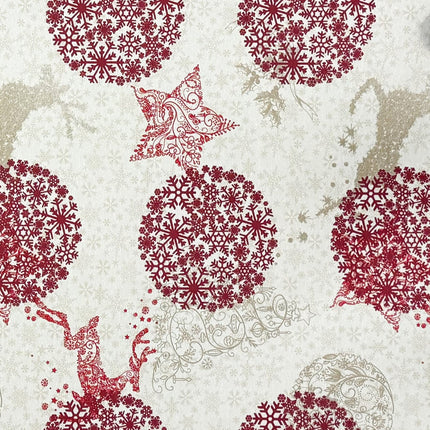 Jacquard Tischdecke beschichtete Baumwolle Fleckenschutz SNOW FLAKE Rentier Schneeflocken Weihnachten eckig rund oval